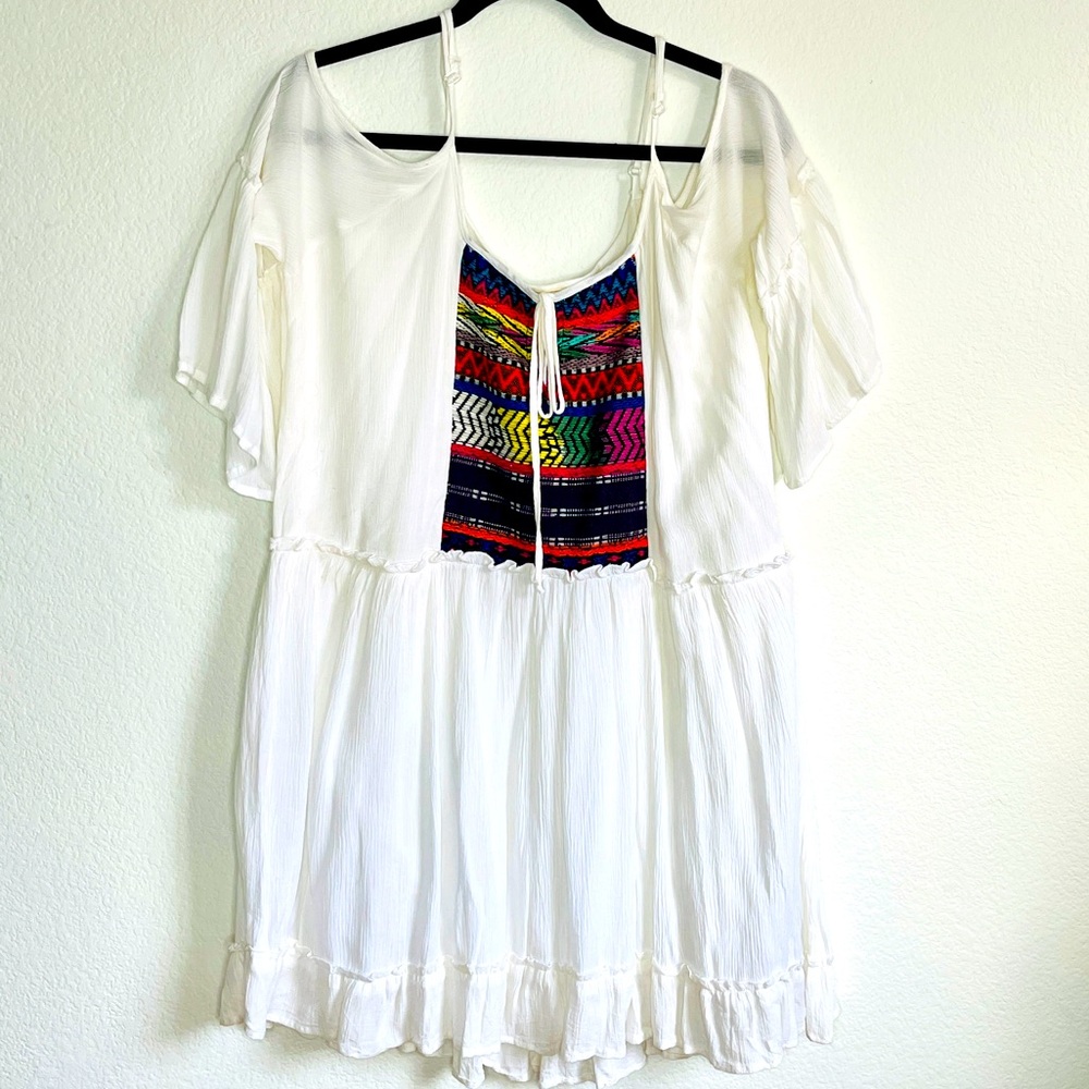 Sand & Spirit Top Swing Dress Cover-Up Adjustable straps with embellishment